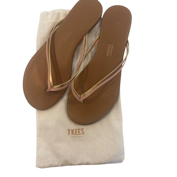 Tkees Duos Sandal Tan With Pink & Gold Straps - Picture 1 of 5